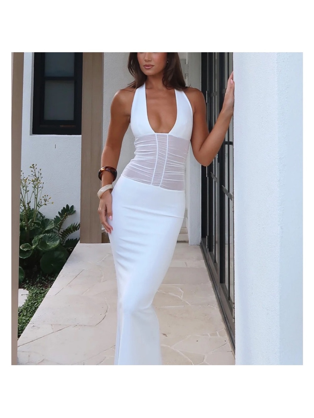 White Fox Boutique White Halter dress - Picture 3 of 4